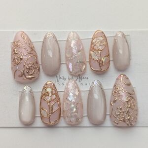Romantic Rose Floral Press-On Nails – Ready to Ship
